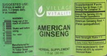 Village Vitality American Ginseng - herbal supplement