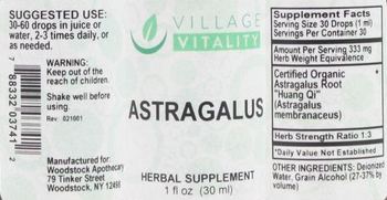 Village Vitality Astragalus - herbal supplement