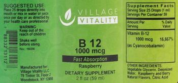 Village Vitality B 12 1000 mcg Raspberry - supplement