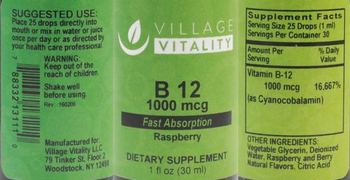 Village Vitality B 12 1000 mcg Raspberry - supplement