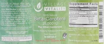 Village Vitality Beta-Carotene 25,000 IU - supplement