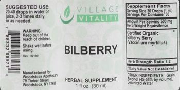 Village Vitality Bilberry - herbal supplement