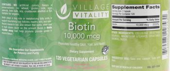 Village Vitality Biotin 10,000 mcg - supplement
