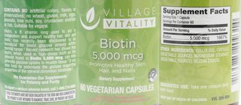 Village Vitality Biotin 5,000 mcg - supplement