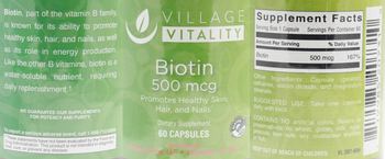 Village Vitality Biotin 500 mcg - supplement