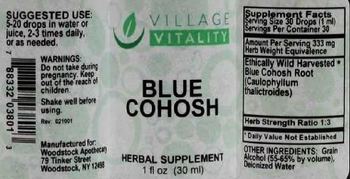Village Vitality Blue Cohosh - herbal supplement