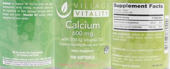 Village Vitality Calcium 600 mg - supplement