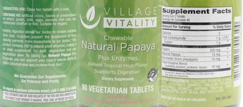 Village Vitality Chewable Natural Papaya Natural Tropical Fruit Flavor - supplement