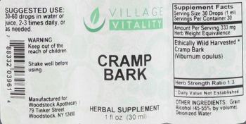 Village Vitality Cramp Bark - herbal supplement