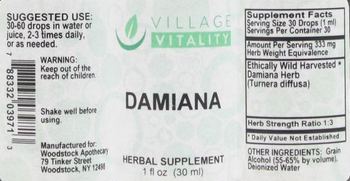 Village Vitality Damiana - herbal supplement