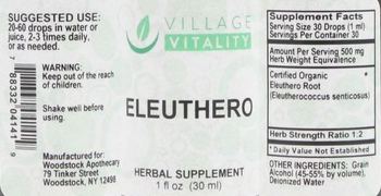 Village Vitality Eleuthero - herbal supplement