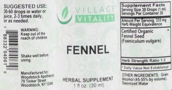 Village Vitality Fennel - herbal supplement