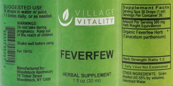 Village Vitality Feverfew - herbal supplement