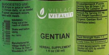 Village Vitality Gentian - herbal supplement