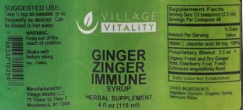Village Vitality Ginger Zinger Immune Syrup - herbal supplement
