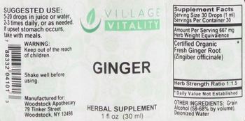 Village Vitality Ginger - herbal supplement