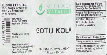 Village Vitality Gotu Kola - herbal supplement