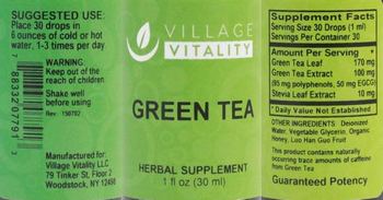 Village Vitality Green Tea - herbal supplement