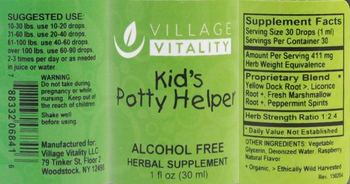 Village Vitality Kid's Potty Helper - herbal supplement