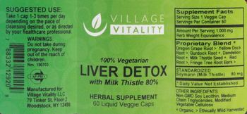 Village Vitality Liver Detox with Milk Thistle 80% - herbal supplement
