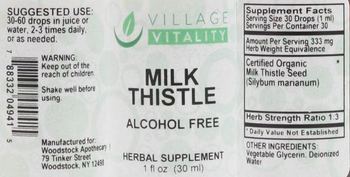 Village Vitality Milk Thistle Alcohol Free - herbal supplement