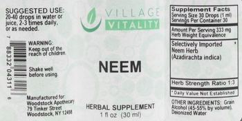 Village Vitality Neem - herbal supplement