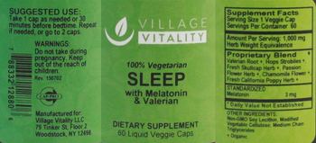 Village Vitality Sleep with Valerian & Melatonin - supplement