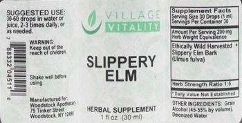 Village Vitality Slippery Elm - herbal supplement