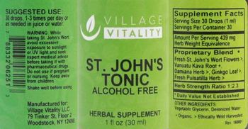 Village Vitality St. John's Tonic Alcohol Free - herbal supplement