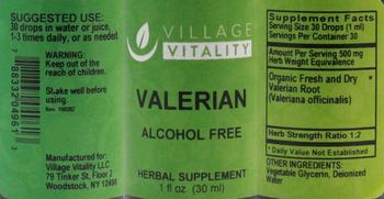 Village Vitality Valerian - herbal supplement