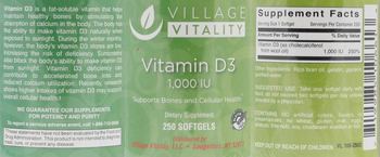 Village Vitality Vitamin D3 1,000 IU - supplement
