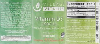 Village Vitality Vitamin D3 1,000 IU - supplement