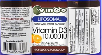 Vinco Vitamin D3 10,000 IU Orange Flavor - supplement