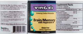 Vinco's Brain/Memory with Huperzine A - supplement