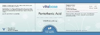 Vitabase Pantothenic Acid 500 mg - supplement