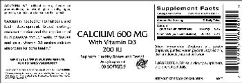 Vitamer Laboratories Calcium 600 mg With Vitamin D3 200 IU - supplement