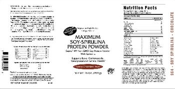 VitaCeutical Labs Maximum Soy-Spirulina Protein Powder Natural Chocolate Flavor - 
