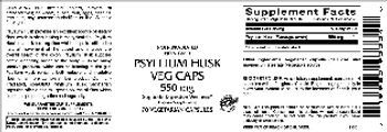 Vitamer Laboratories Psyllium Husk Veg Caps 550 mg - supplement