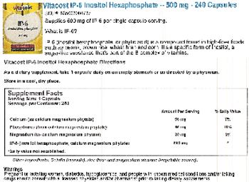Vitacost IP-6 Inositol Hexaphosphate 500 mg - 