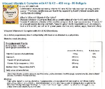 Vitacost Vitamin K Complex 400 mcg - 