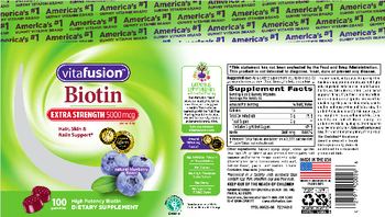 Vitafusion Biotin 5000 mcg Extra Strength Natural Blueberry Flavor - supplement