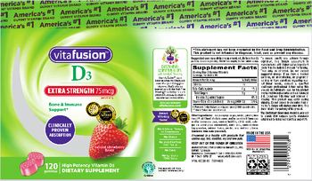 Vitafusion D3 75 mcg Extra Strength Gummies Natural Strawberry Flavor - supplement