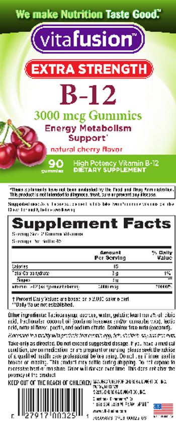 Vitafusion Extra Strength B-12 3000 mcg Natural Cherry Flavor - supplement