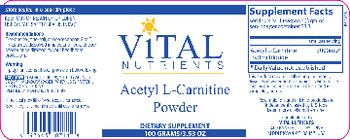 Vital Nutrients Acetyl L-Carnitine Powder - supplement