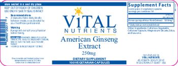 Vital Nutrients American Ginseng Extract 250 mg - supplement