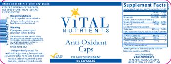 Vital Nutrients Anti-Oxidant Caps - supplement