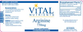 Vital Nutrients Arginine 750 mg - supplement