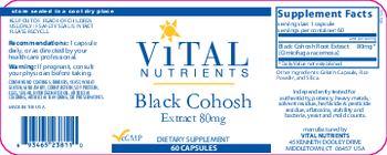 Vital Nutrients Black Cohosh Extract 80 mg - supplement