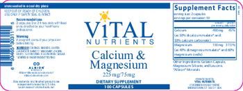 Vital Nutrients Calcium & Magnesium - supplement