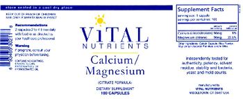 Vital Nutrients Calcium/Magnesium (Citrate Formula) - supplement